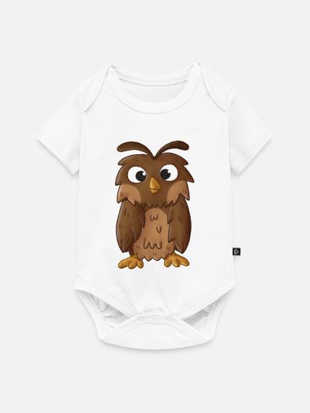 Kuschelige Wald-Eule Illustration - Baby Premium Kurzarmbody - Weiß