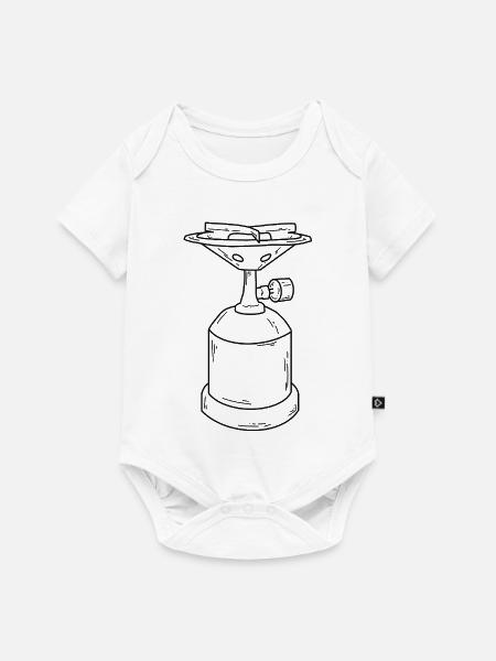 Campingkocher – Minimalistisches Camping Design - Baby Premium Kurzarmbody - Weiß