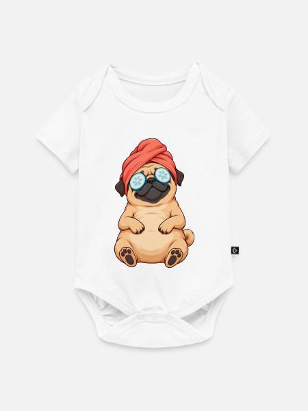 Pug Spa Day - Baby Premium Kurzarmbody - Weiß
