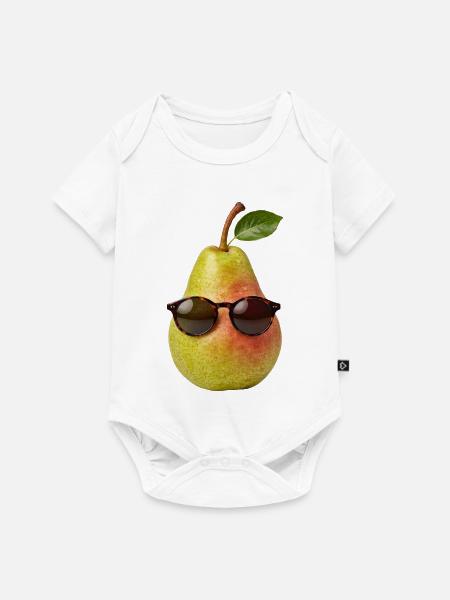 Birne mit Sonnenbrille lustiges Obst - Baby Premium Kurzarmbody - Weiß