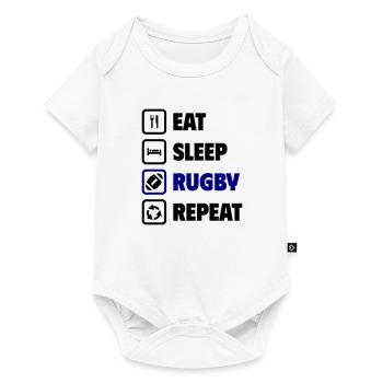Manger dormir rugby répéter - Body à manches courtes Premium Bébé - blanc - Devant