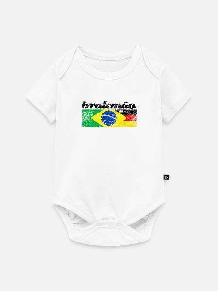 Bralemão Flaggenherz - Baby Premium Kurzarmbody - Weiß