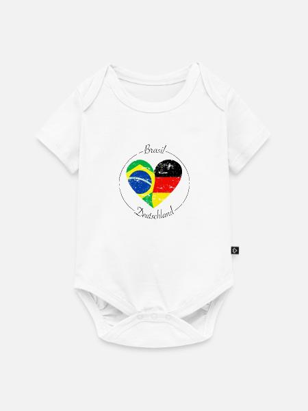 Herz Brasilien Deutschland Nationalflaggen - Baby Premium Kurzarmbody - Weiß