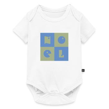 Noël Nom Garçon Bébé Bébé Bleu Vert - Body à manches courtes Premium Bébé - blanc - Devant