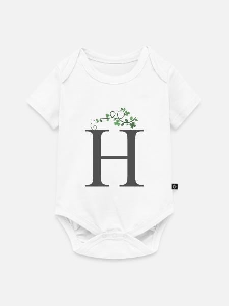 H mit Kleeblätter - Baby Premium Kurzarmbody - Weiß