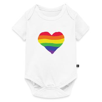 Coeur fierté - arc en ciel, couleur, coloré, lgbtq + amour - Body à manches courtes Premium Bébé - blanc - Devant