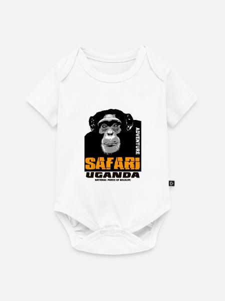 Uganda - Schimpanse - Baby Premium Kurzarmbody - Weiß