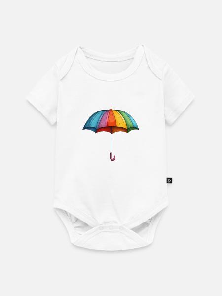 Bunter Regenschirm - Baby Premium Kurzarmbody - Weiß