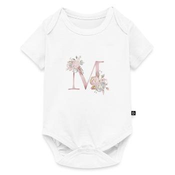 LETTRE M AVEC FLEURS - Body à manches courtes Premium Bébé - blanc - Devant