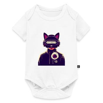 Chat de style cyberpoint immergé dans le métavers VR - Body à manches courtes Premium Bébé - blanc - Devant