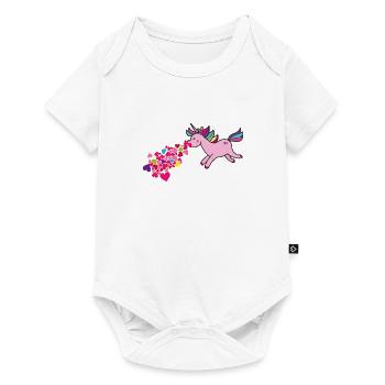 kotzendes einhorn, herzen, I love, herz , pink - Baby Premium Kurzarmbody - Weiß - Vorne