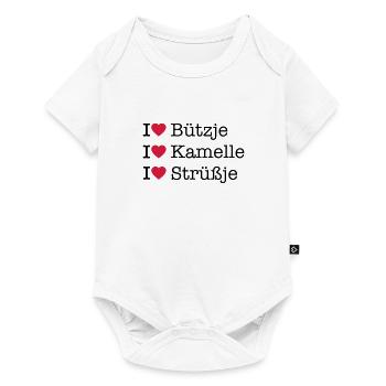 I LOVE Bützje Kamelle Strüßje - Kölner Karneval - Baby Premium Kurzarmbody - Weiß - Vorne