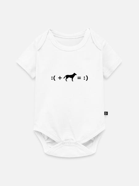 :( + Hund = :) Glücksformel - Baby Premium Kurzarmbody - Weiß