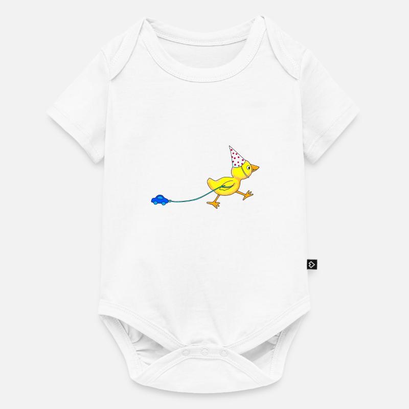 Ente mit Auto Jungen Mädchen Geburtstag Geschenk - Baby Premium Kurzarmbody - Weiß