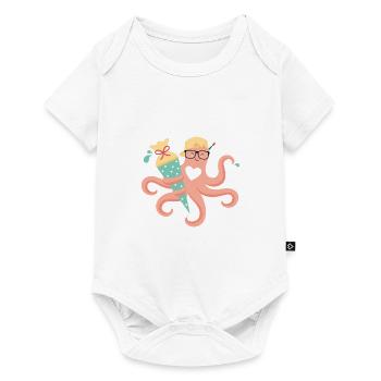 Octopus with school cone school enrollment - Baby Premium short-sleeve bodysuit - white - Front