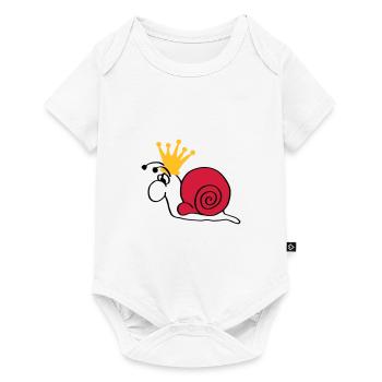 Schnecke Schneckenkönig mit Krone - Baby Premium Kurzarmbody - Weiß - Vorne
