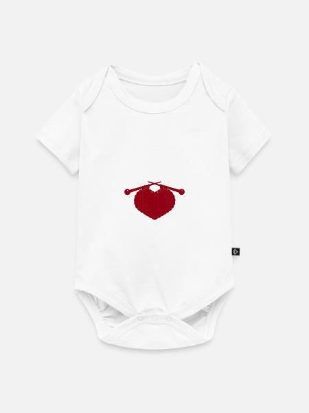 Gestricktes Herz - Baby Premium Kurzarmbody - Weiß
