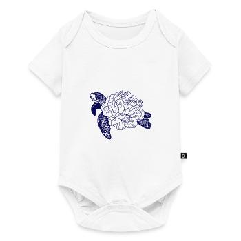 Tortue dans la carapace de roses - Body à manches courtes Premium Bébé - blanc - Devant