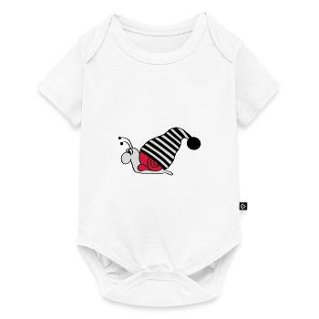 schnecke mit schlafmütze - Baby Premium Kurzarmbody - Weiß - Vorne