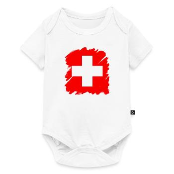 Drapeau de la Suisse Vintage Croix en détresse Look Suisse - Body à manches courtes Premium Bébé - blanc - Devant