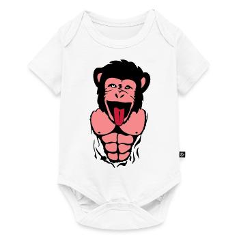 singe gorille monkey tete4 corps muscle1 - Body à manches courtes Premium Bébé - blanc - Devant