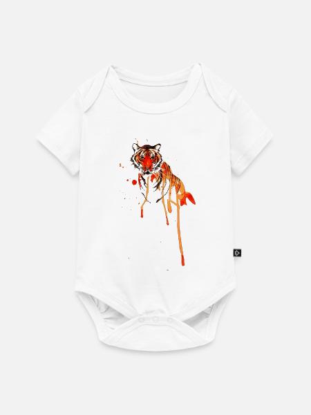 Tiger Zeichnung Tiermotiv künstlerisch cool - Baby Premium Kurzarmbody - Weiß