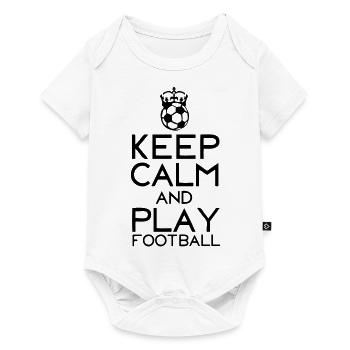 keep calm crown play soccer ball - Baby Premium short-sleeve bodysuit - white - Front