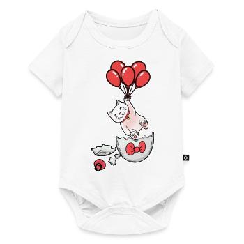 Chat Naissance Coquille D’oeuf Ballons Enfants Bébé - Body à manches courtes Premium Bébé - blanc - Devant