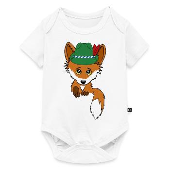 Fox with traditional hat in pocket - Baby Premium short-sleeve bodysuit - white - Front