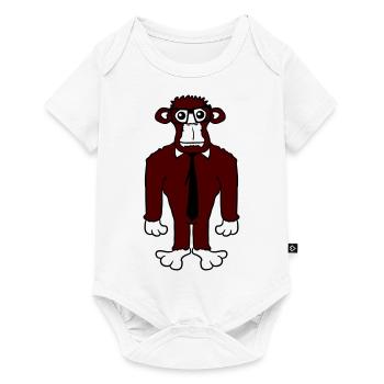 Schlauer Nerd Gorilla Hornbrille Geek Krawatte Fun - Baby Premium Kurzarmbody - Weiß - Vorne