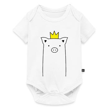 Pig with crown Piglet Piglet Sow Gift - Baby Premium short-sleeve bodysuit - white - Front