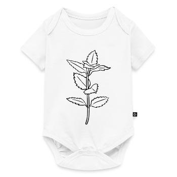 Kräuter-Kontur, schwarz-weiß, einfärbbar - Baby Premium Kurzarmbody - Weiß - Vorne
