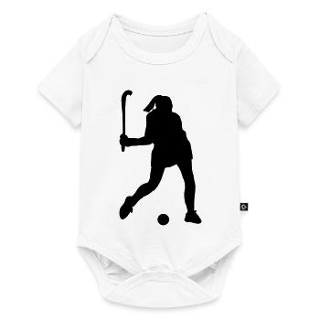 Image d’ombre d’un joueur de hockey - Body à manches courtes Premium Bébé - blanc - Devant