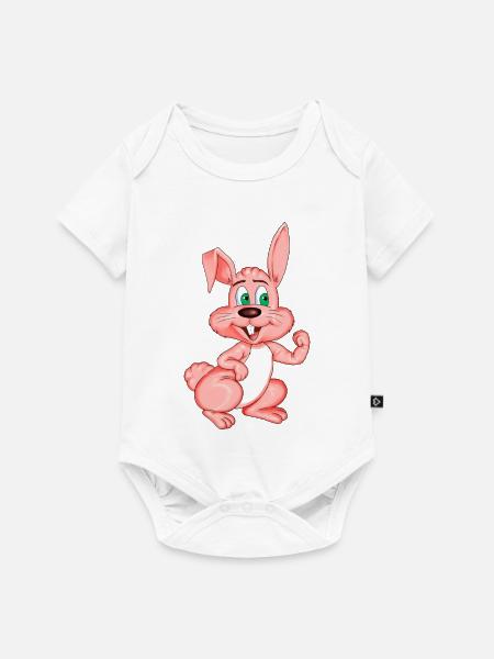 Frecher Rosa Hase - Baby Premium Kurzarmbody - Weiß