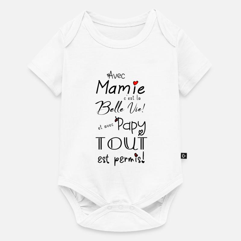 avec mamie... et avec papy... - Body à manches courtes Premium Bébé - blanc