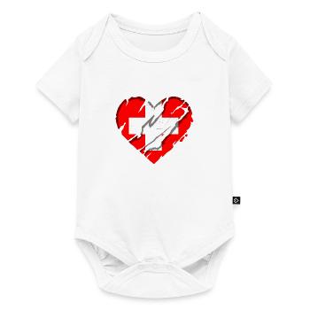 Suisse Flag Croix Vintage Occasion Look Suisse - Body à manches courtes Premium Bébé - blanc - Devant