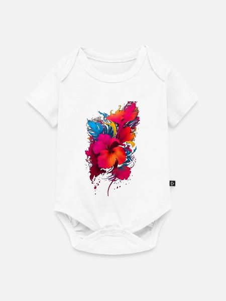 Hibiskus - Baby Premium Kurzarmbody - Weiß