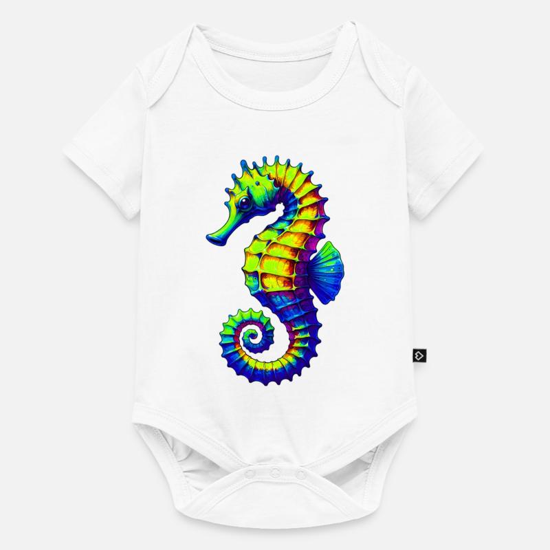 Seepferdchen - Baby Premium Kurzarmbody - Weiß
