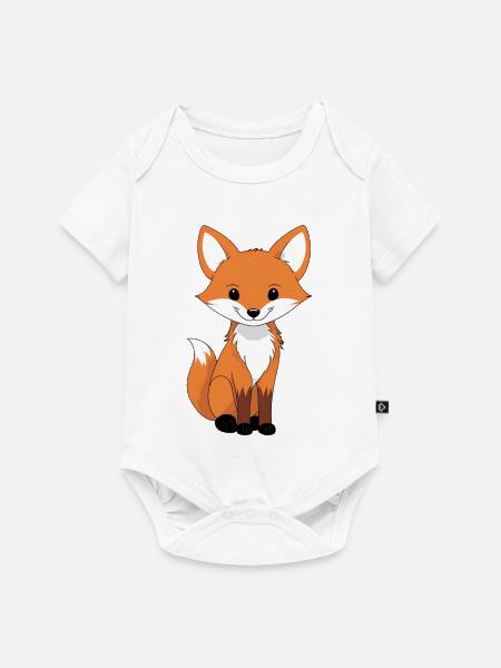 Niedlicher Fuchskarikatur-Print - Baby Premium Kurzarmbody - Weiß