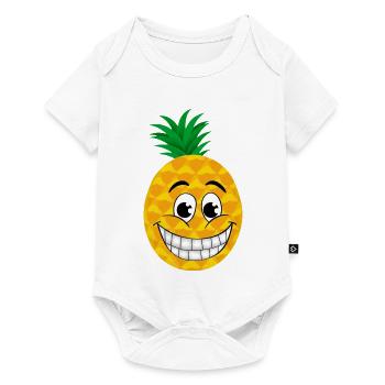 gai dessin animé ananas sucré fruits tropicaux été - Body à manches courtes Premium Bébé - blanc - Devant