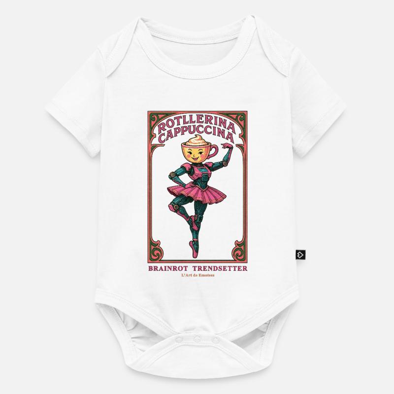 BrainRot Trendsetter| ROTllerina Cappuccina - Baby Premium Kurzarmbody - Weiß