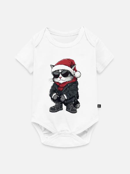 Katze Weihnachten Winter - Baby Premium Kurzarmbody - Weiß