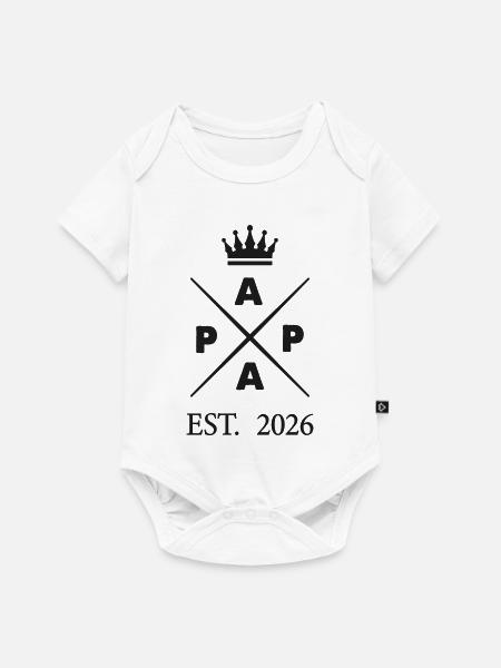 Papa est 2026 - Baby Premium Kurzarmbody - Weiß