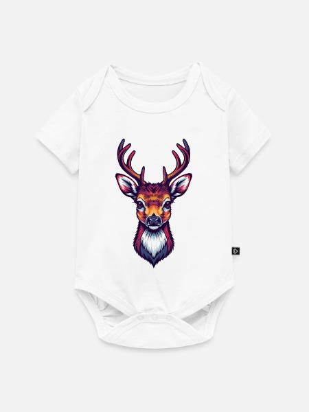 Hirschkopf cool niedlich - Baby Premium Kurzarmbody - Weiß