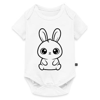 Kawaii Hase Große Augen Süß Vektor - Baby Premium Kurzarmbody - Weiß - Vorne