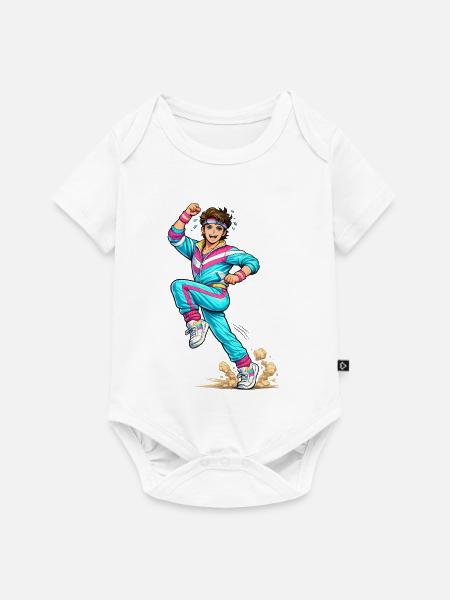Energischer Retro-Aerobic-Mann - Baby Premium Kurzarmbody - Weiß