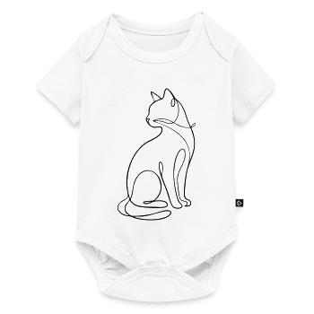 One-Line Sitting Cat Silhouette - Baby Premium short-sleeve bodysuit - white - Front