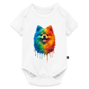Pomeranian in bright colours - Baby Premium short-sleeve bodysuit - white - Front