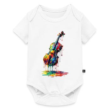 Violin with dripping paint - Baby Premium short-sleeve bodysuit - white - Front