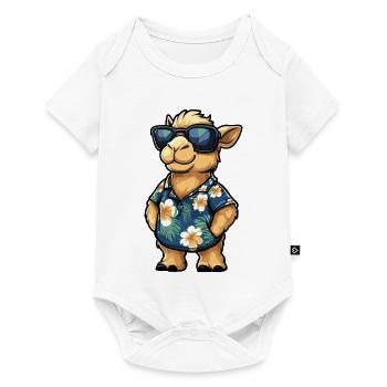 Kamel Comic Urlaub - Baby Premium Kurzarmbody - Weiß - Vorne